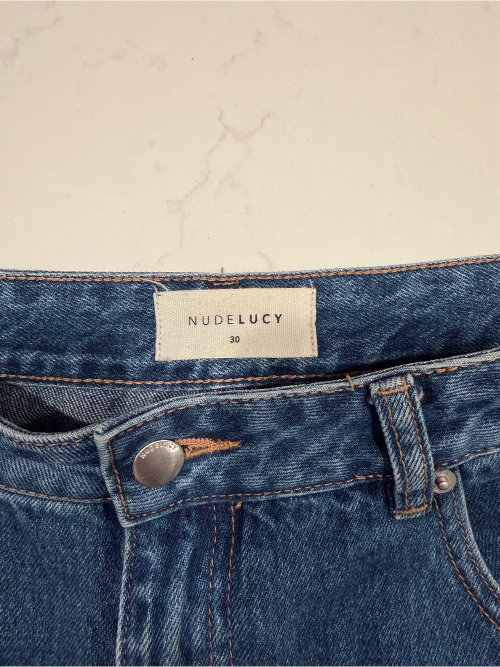 Split Hem Blue Denim Jeans